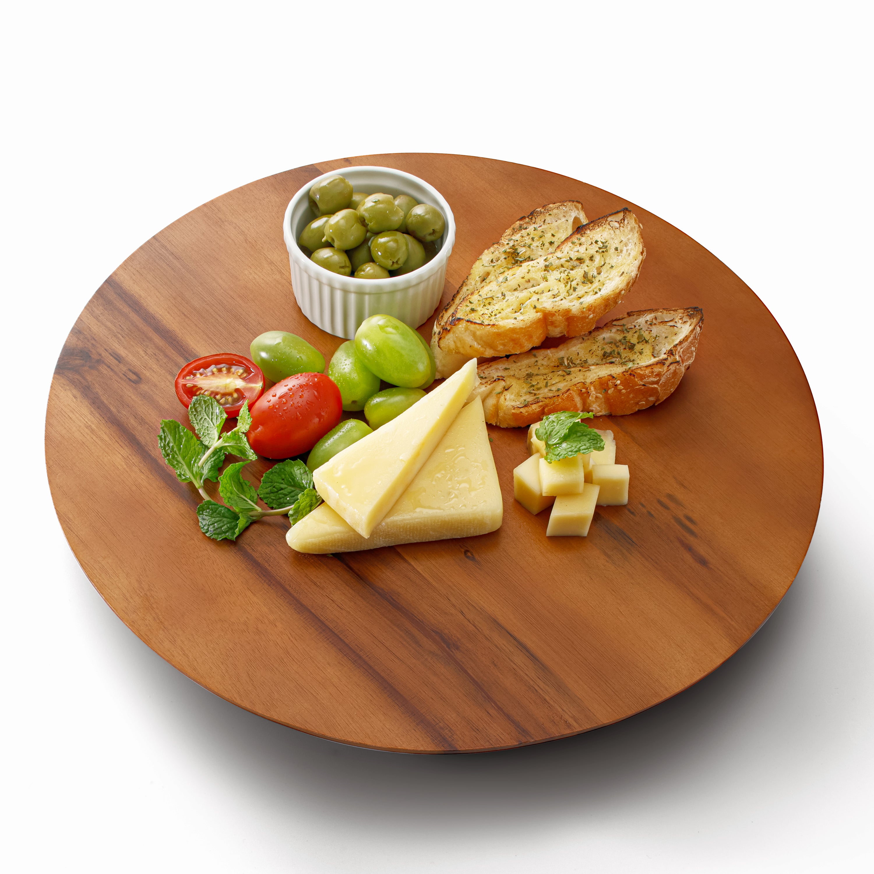13" Wooden Lazy Susan Organizer for Cabinet, 360° Rotation, No Rim